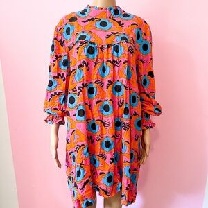 Nooworks Psychedelic Eyeball Print Long Sleeved Stevie Mini Dress Size 3XL